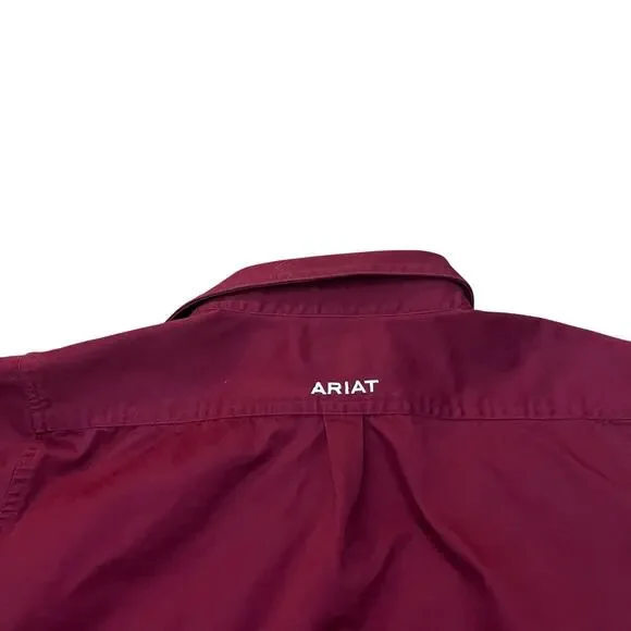 Ariat Boys Team Logo Twill Shirt XL Button Down Red Western Cowboy Rodeo Youth - Picture 3 of 10